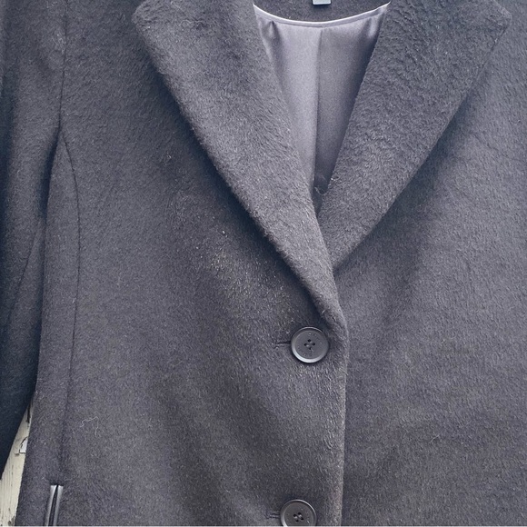 DKNY Petite Wool Blend Black Pea Coat - Picture 7 of 7